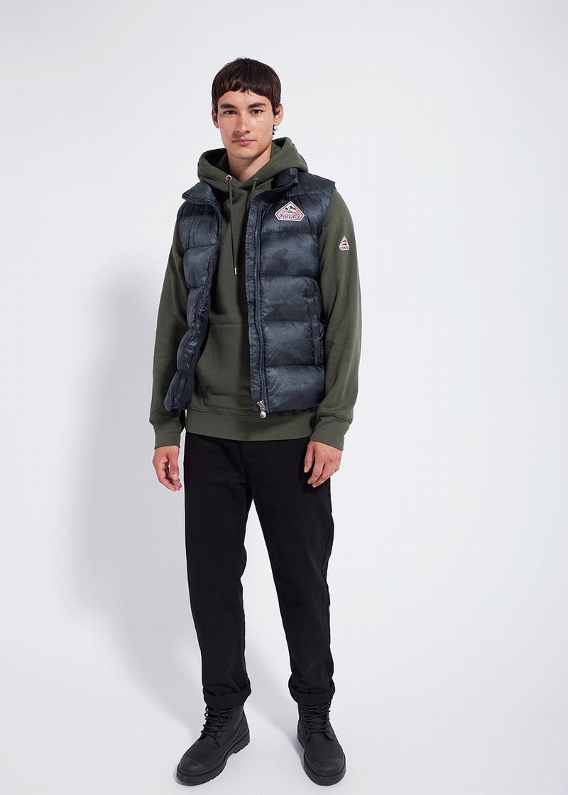 Men Pyrenex John Camo Down Vest Navy | HJG406G3525