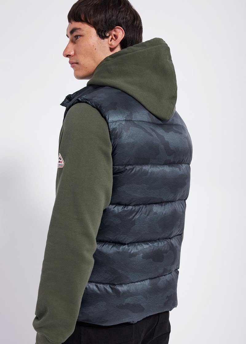 Men Pyrenex John Camo Down Vest Navy | HJG406G3525