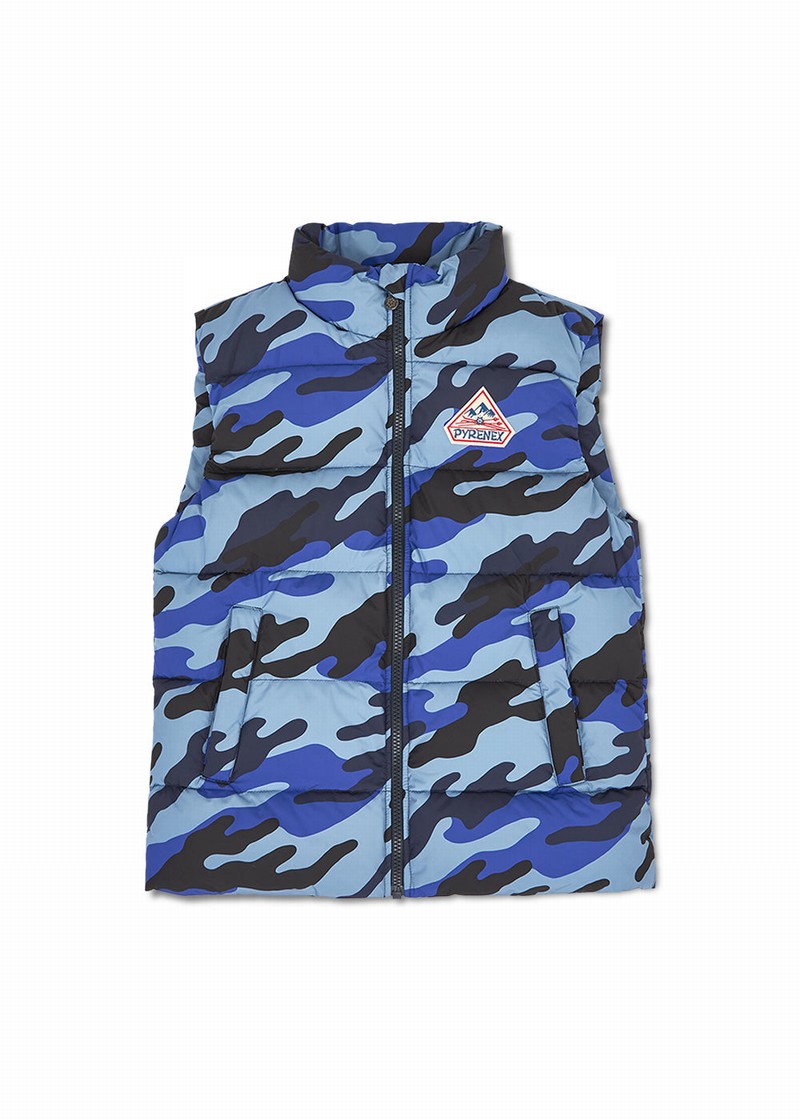 Men Pyrenex John Down Vest Blue | HXV553V3895