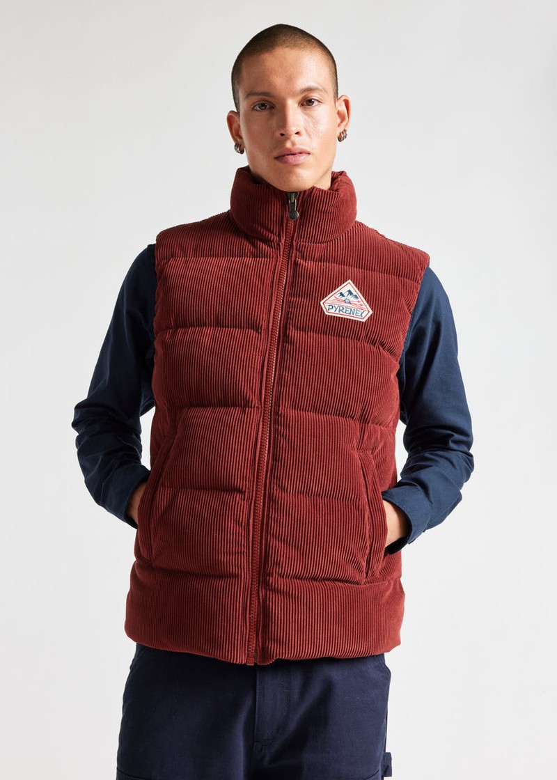 Men Pyrenex John Down Vest Red | HZM003M1691