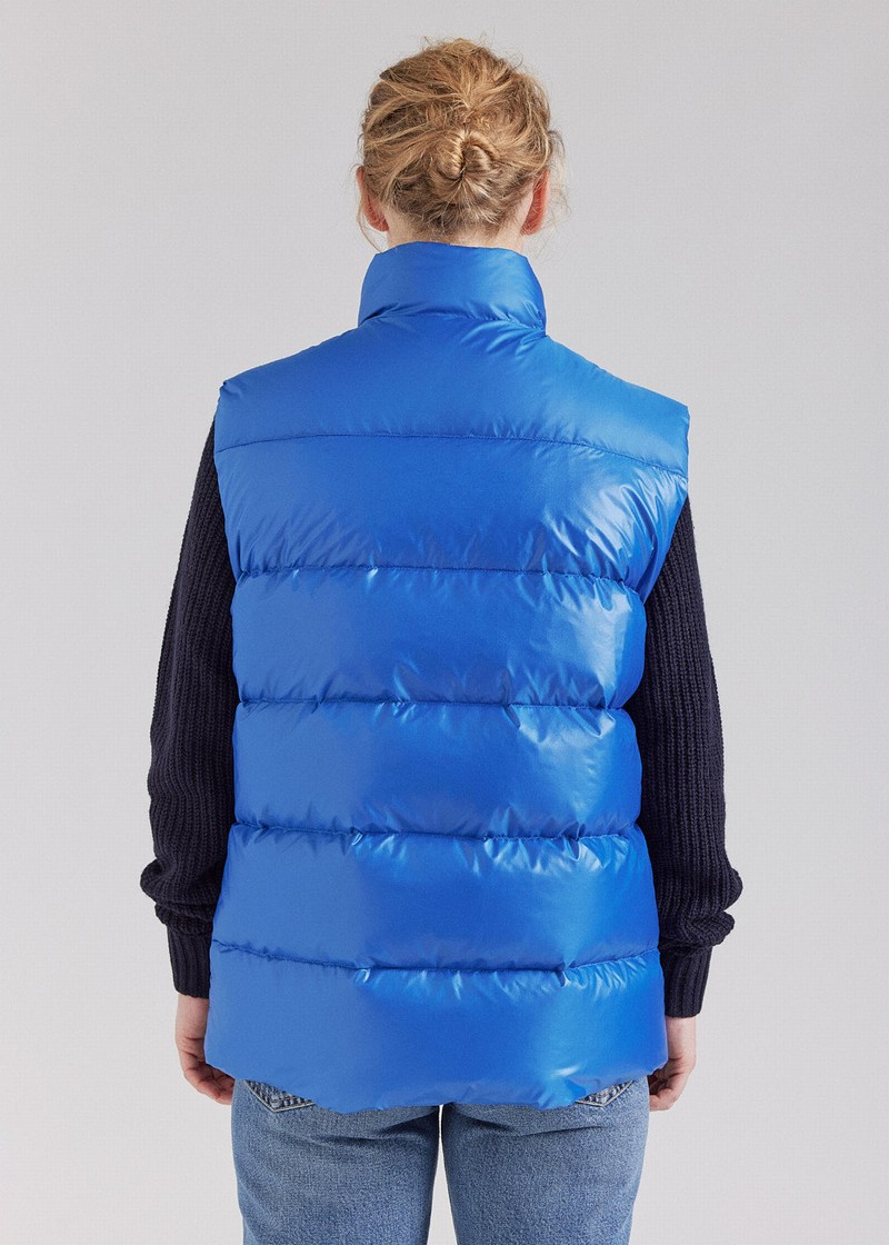 Men Pyrenex John Sleeveless Down Jackets Blue | HDG089G1723