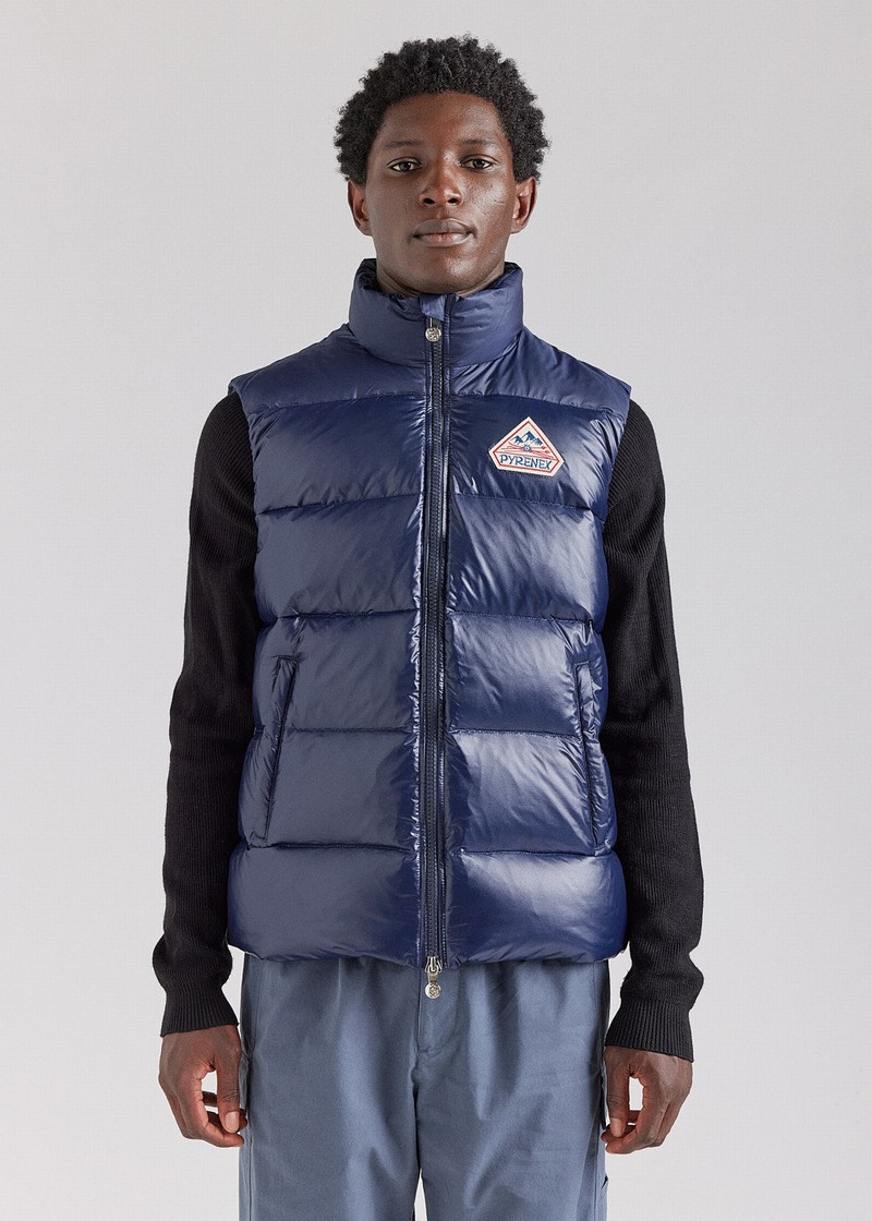 Men Pyrenex John Sleeveless Down Jackets Navy | HSH557H2997