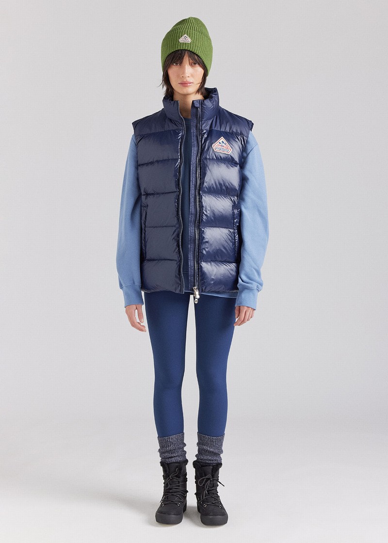 Men Pyrenex John Sleeveless Down Jackets Navy | HSH557H2997