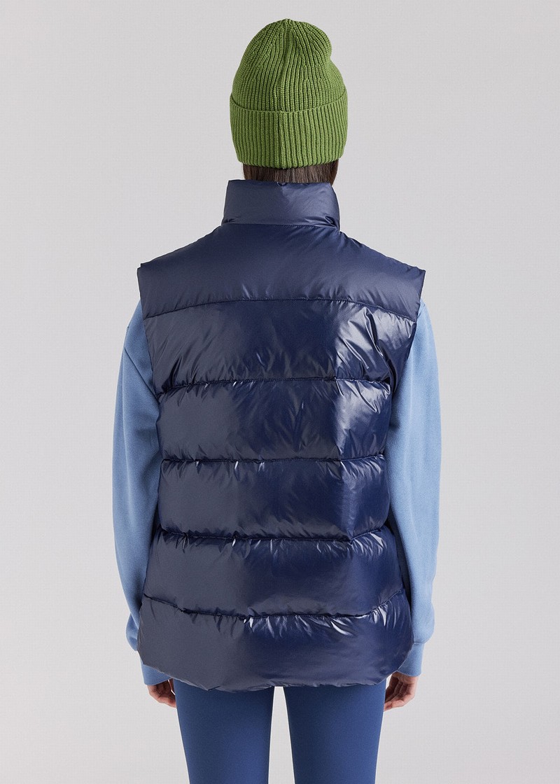 Men Pyrenex John Sleeveless Down Jackets Navy | HSH557H2997