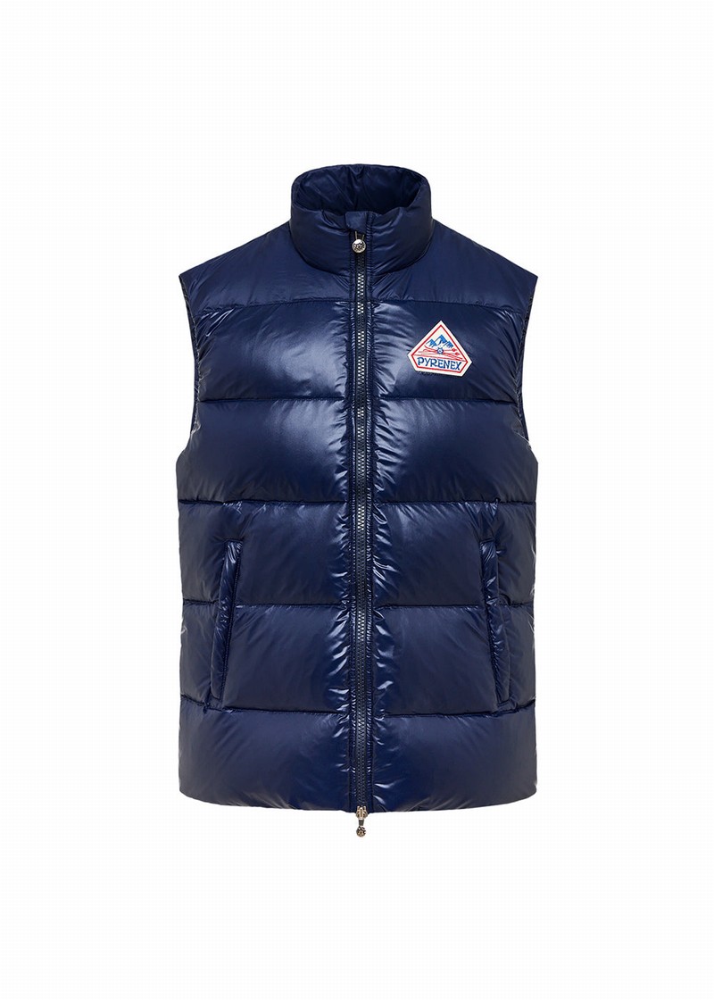 Men Pyrenex John Sleeveless Down Jackets Navy | HSH557H2997