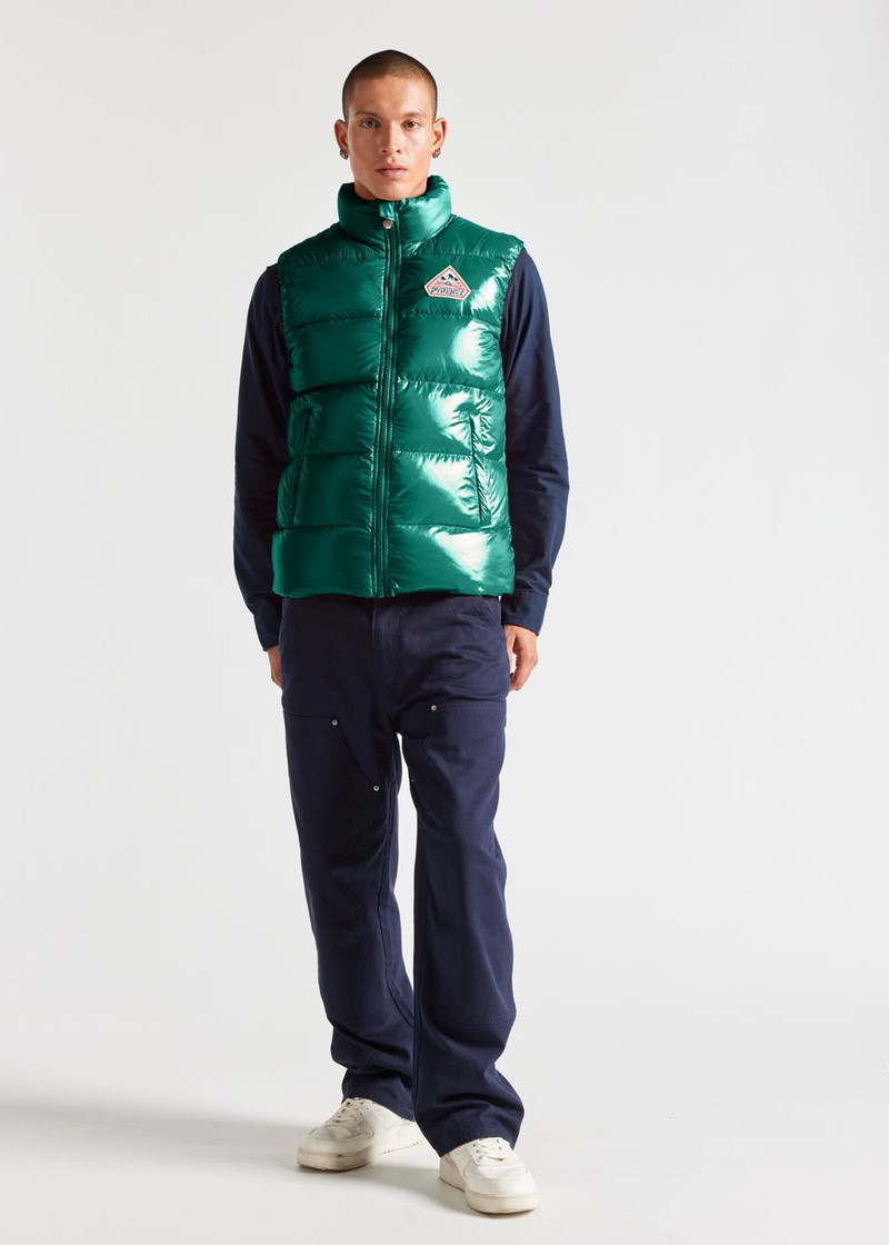 Men Pyrenex John Sleeveless Down Jackets Green | HGQ086Q7319