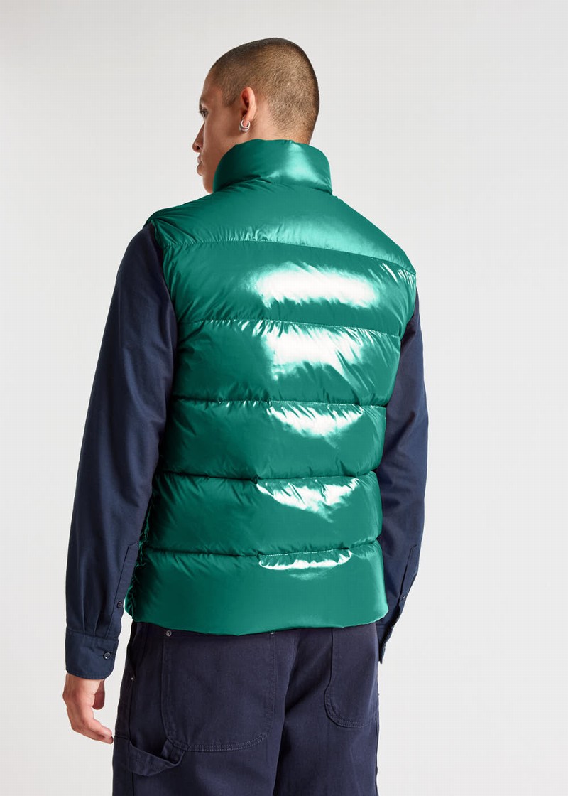 Men Pyrenex John Sleeveless Down Jackets Green | HGQ086Q7319