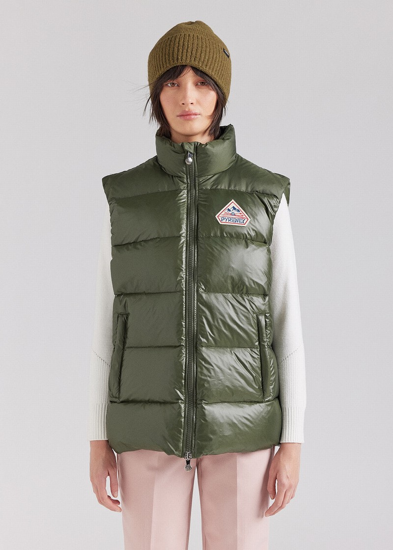 Men Pyrenex John Sleeveless Down Jackets Green | HWH543H8996