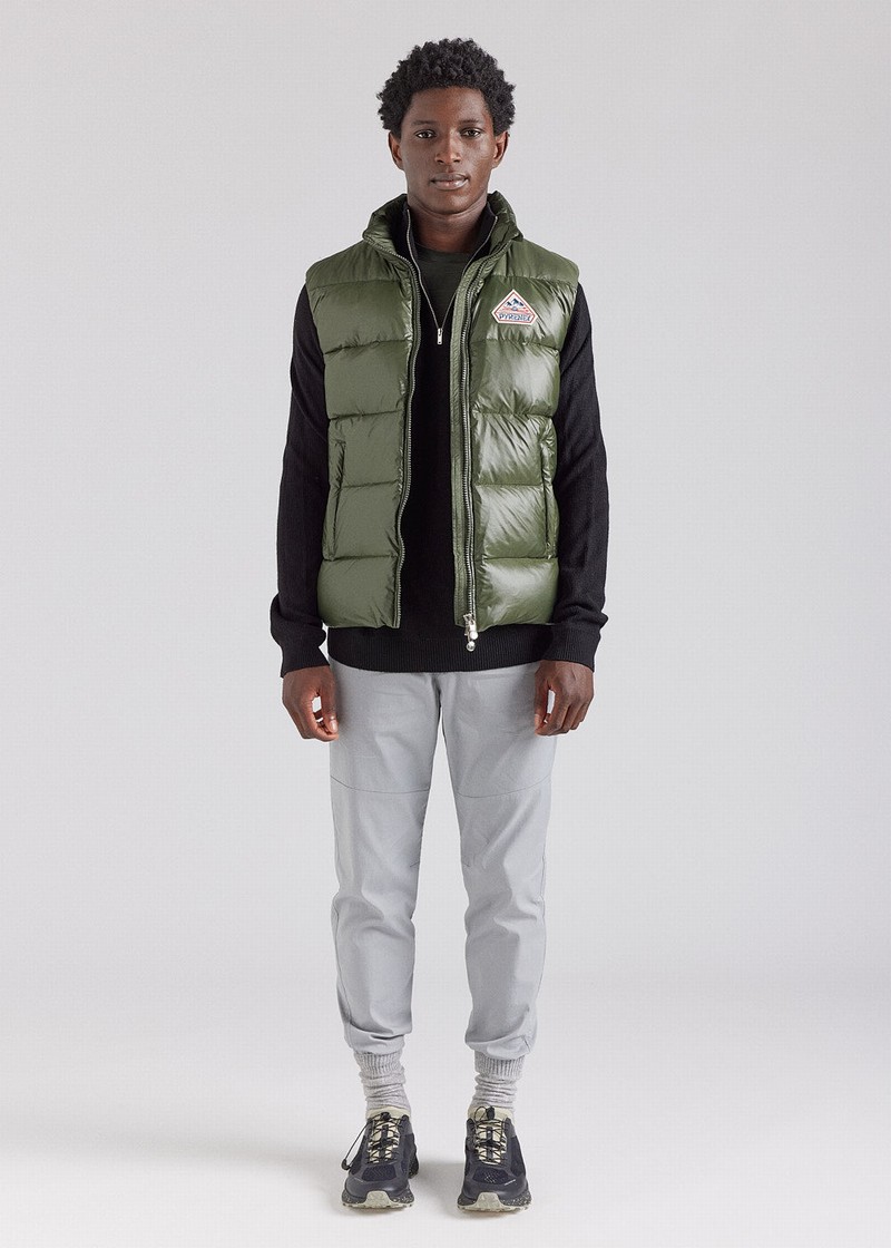 Men Pyrenex John Sleeveless Down Jackets Green | HWH543H8996