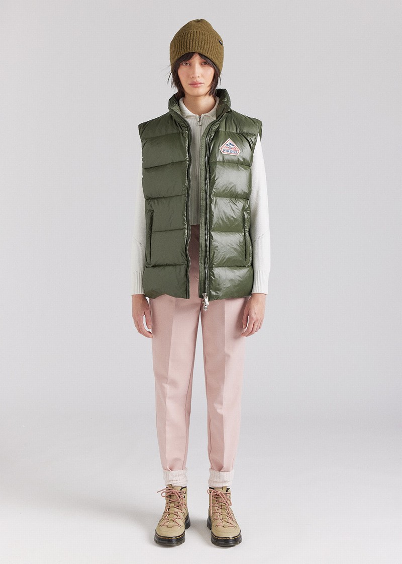 Men Pyrenex John Sleeveless Down Jackets Green | HWH543H8996