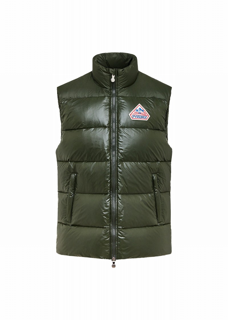 Men Pyrenex John Sleeveless Down Jackets Green | HWH543H8996