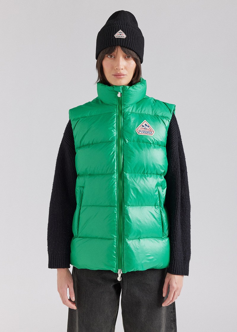 Men Pyrenex John Sleeveless Down Jackets Green | HNS597S3594