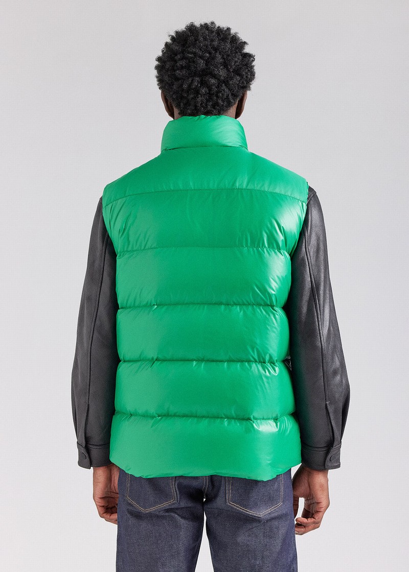 Men Pyrenex John Sleeveless Down Jackets Green | HNS597S3594