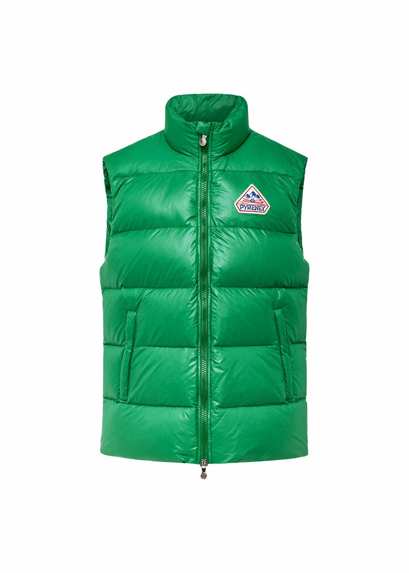 Men Pyrenex John Sleeveless Down Jackets Green | HNS597S3594