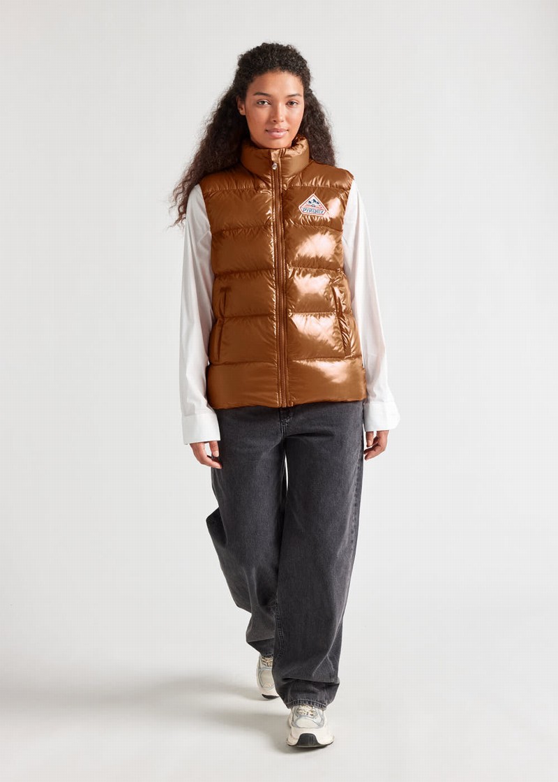 Men Pyrenex John Sleeveless Down Vest Brown | HAZ912Z3233