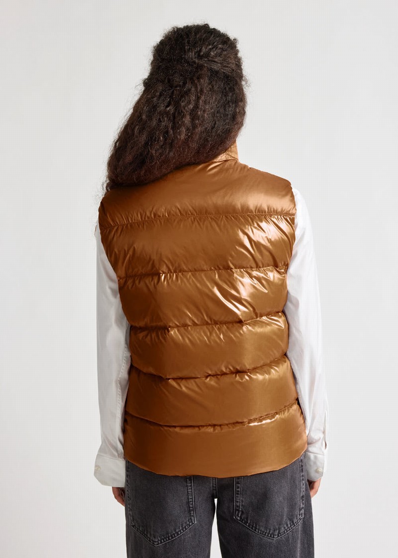 Men Pyrenex John Sleeveless Down Vest Brown | HAZ912Z3233