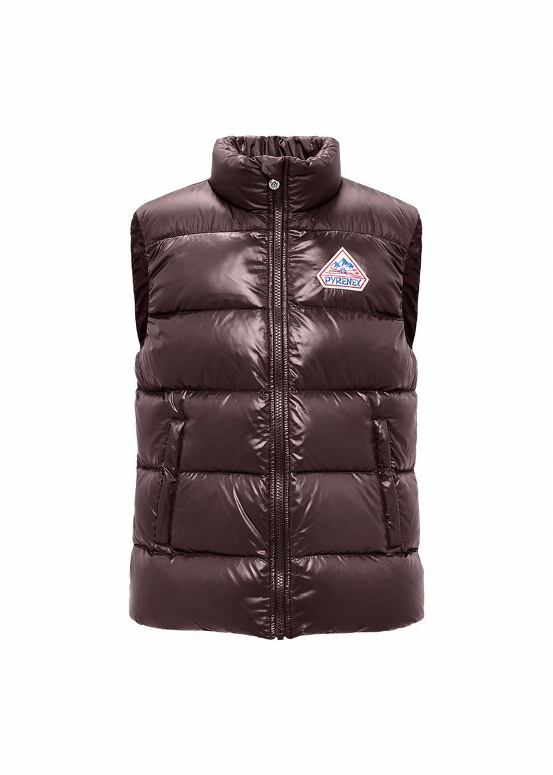 Men Pyrenex John Sleeveless Down Vest Chocolate | HHJ820J5479