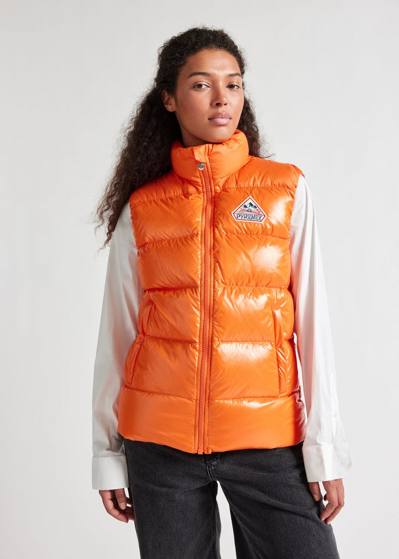 Men Pyrenex John Sleeveless Down Vest Orange | HLQ831Q5837