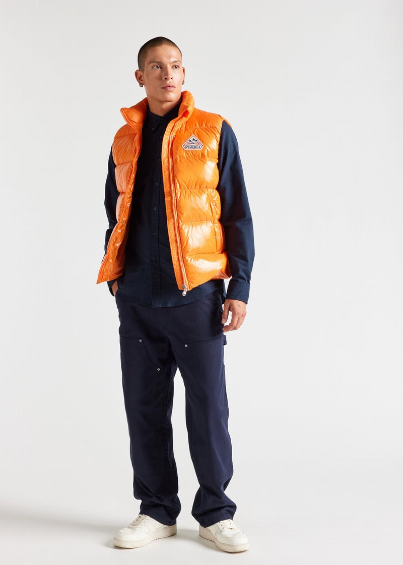 Men Pyrenex John Sleeveless Down Vest Orange | HLQ831Q5837