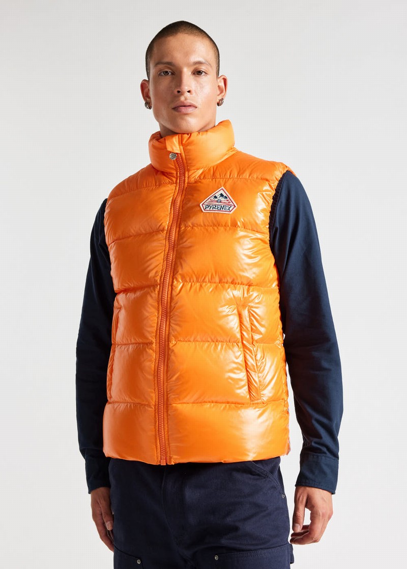 Men Pyrenex John Sleeveless Down Vest Orange | HLQ831Q5837