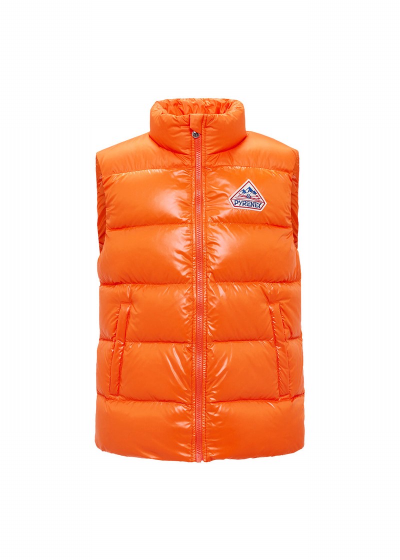 Men Pyrenex John Sleeveless Down Vest Orange | HLQ831Q5837