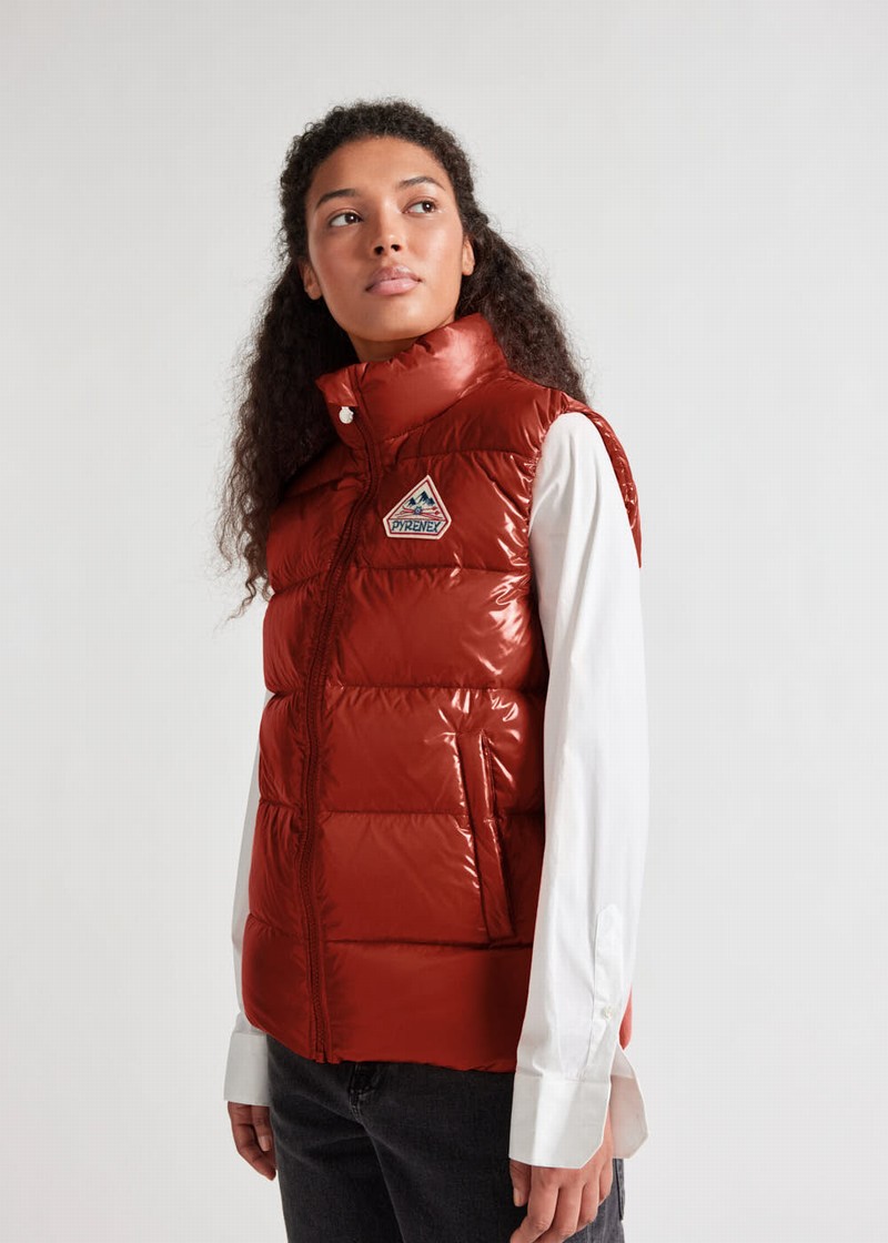 Men Pyrenex John Sleeveless Down Vest Red | HLH704H5925