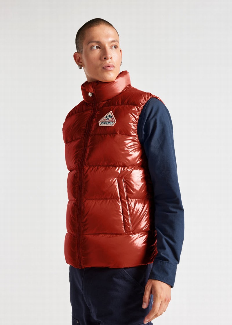 Men Pyrenex John Sleeveless Down Vest Red | HLH704H5925