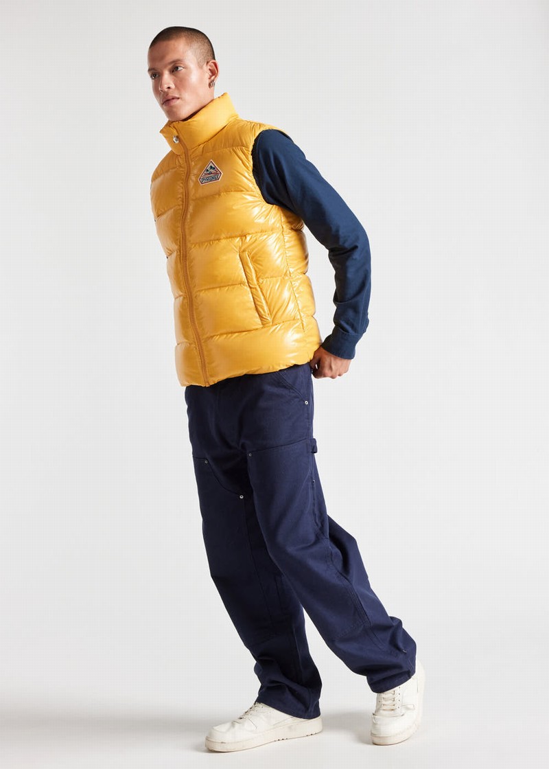 Men Pyrenex John Sleeveless Down Vest Yellow | HPU229U5378