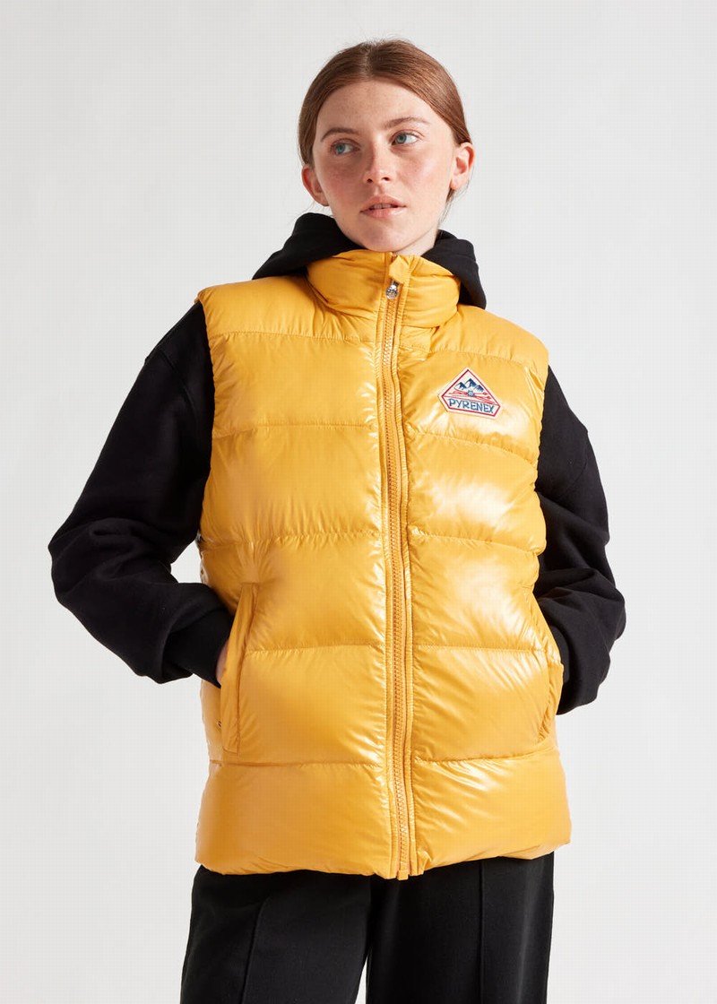 Men Pyrenex John Sleeveless Down Vest Yellow | HPU229U5378