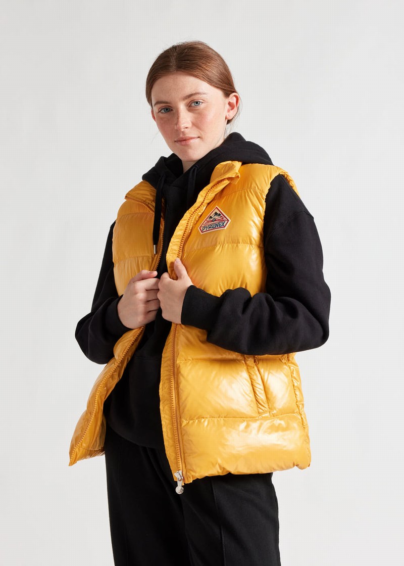 Men Pyrenex John Sleeveless Down Vest Yellow | HPE628E8607