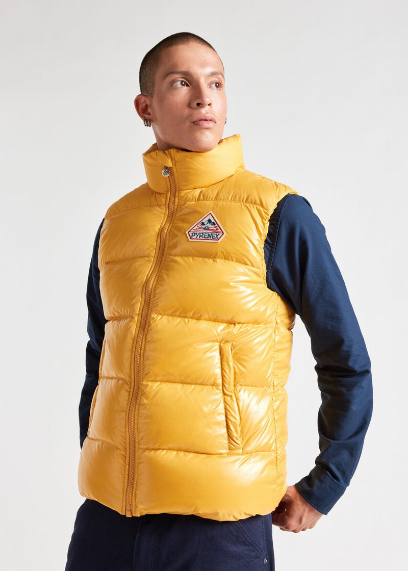 Men Pyrenex John Sleeveless Down Vest Yellow | HPE628E8607