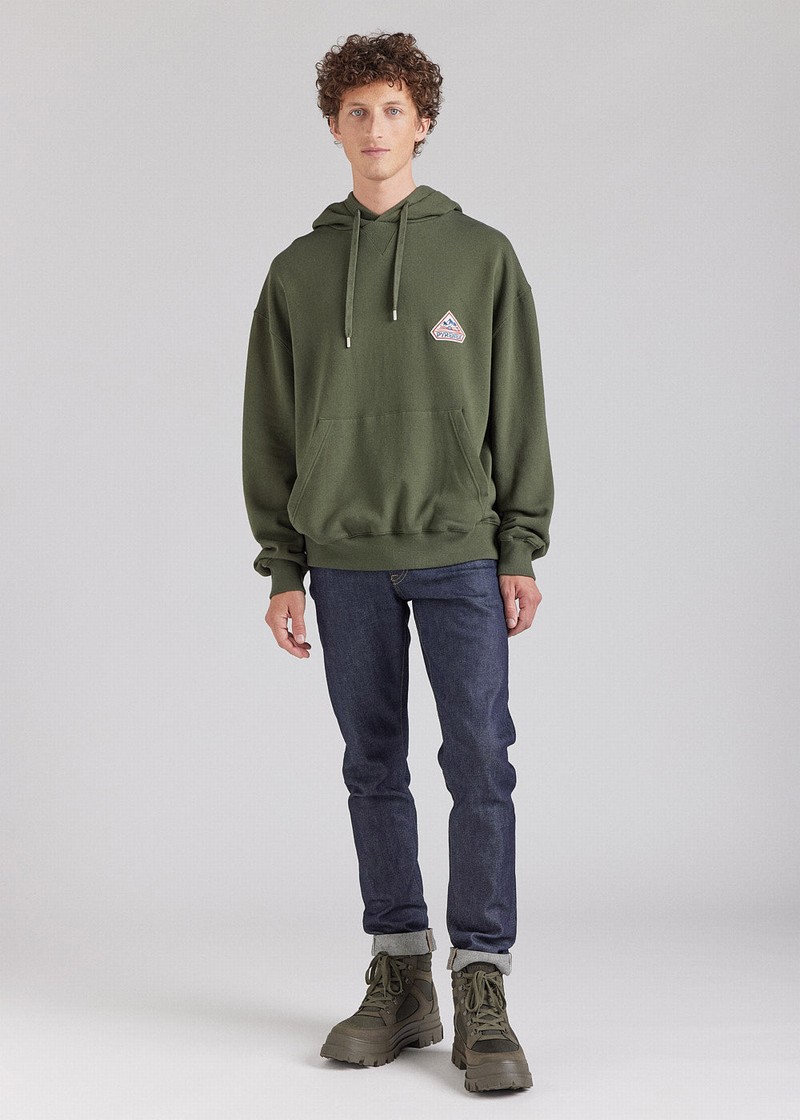 Men Pyrenex Journey Organic Cotton Hoodie Green | HUS734S9743