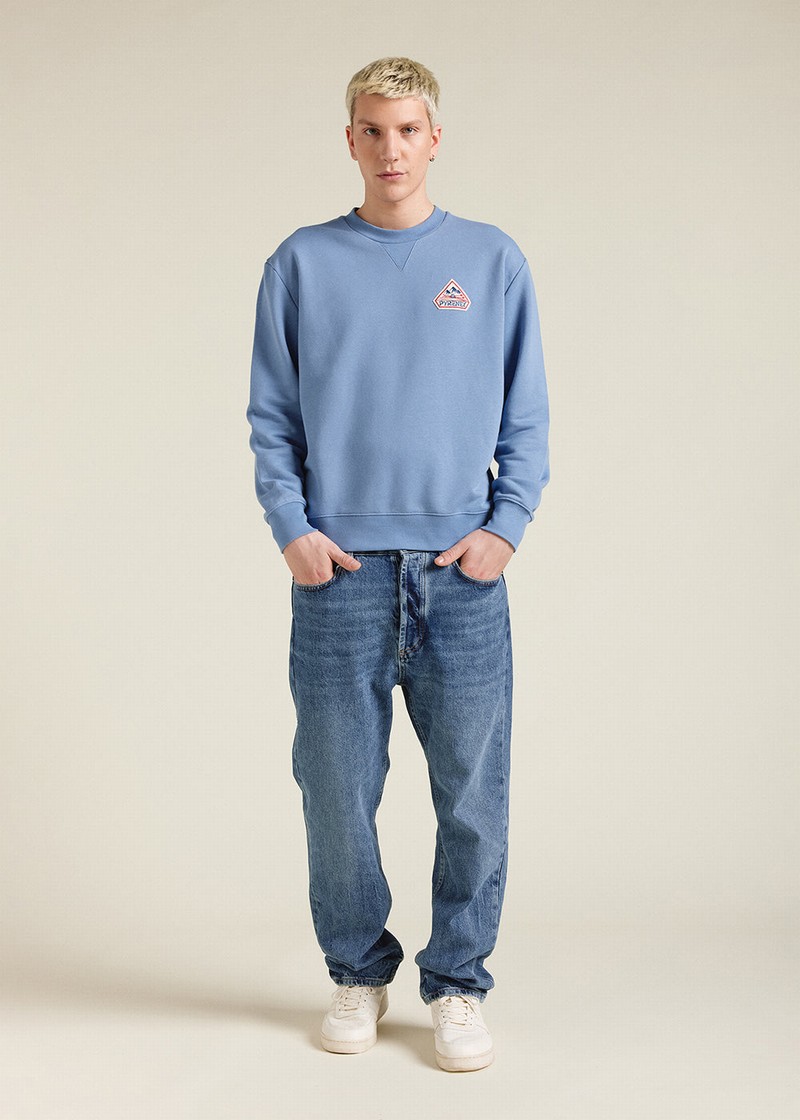 Men Pyrenex Phase Organic Cotton Sweaters Blue | HPM856M1271