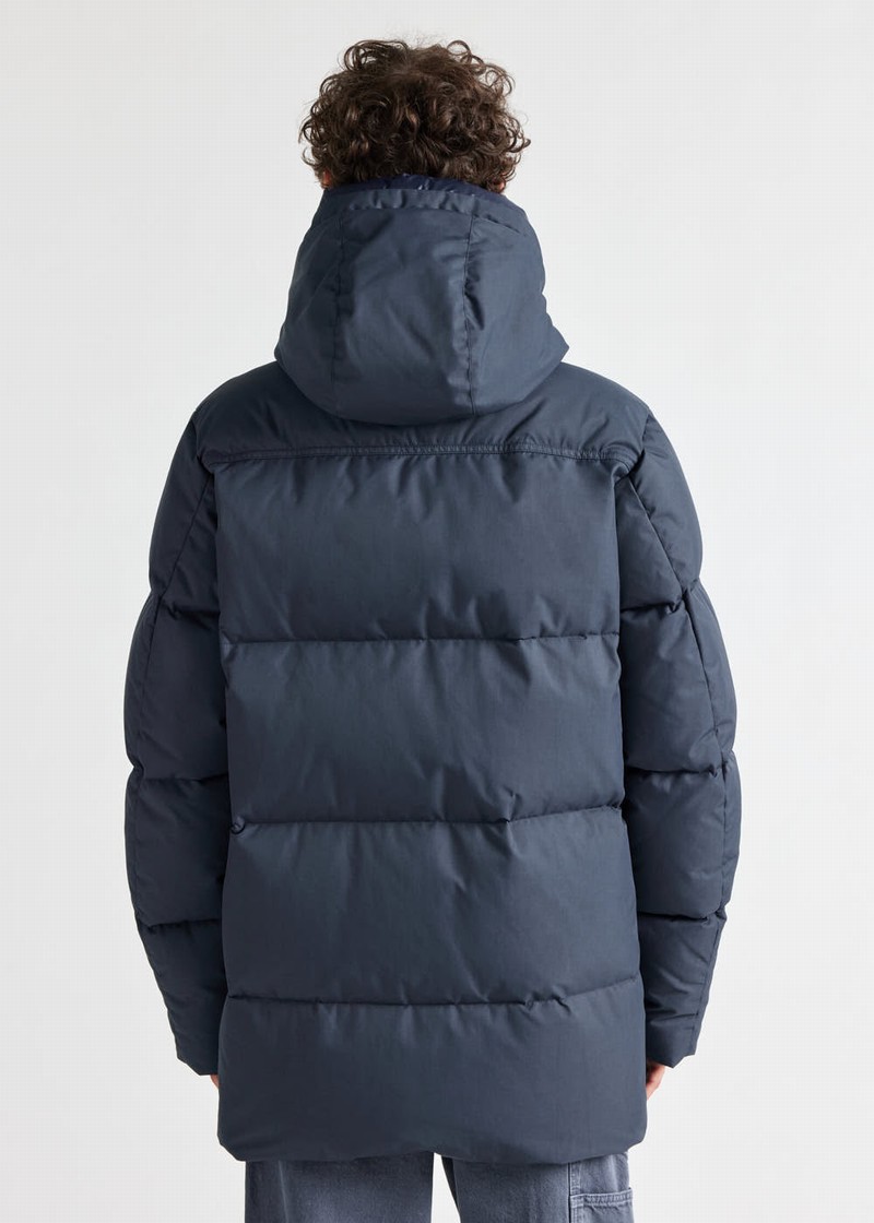 Men Pyrenex Phenix Hooded Down Jackets Navy | HUE362E0293