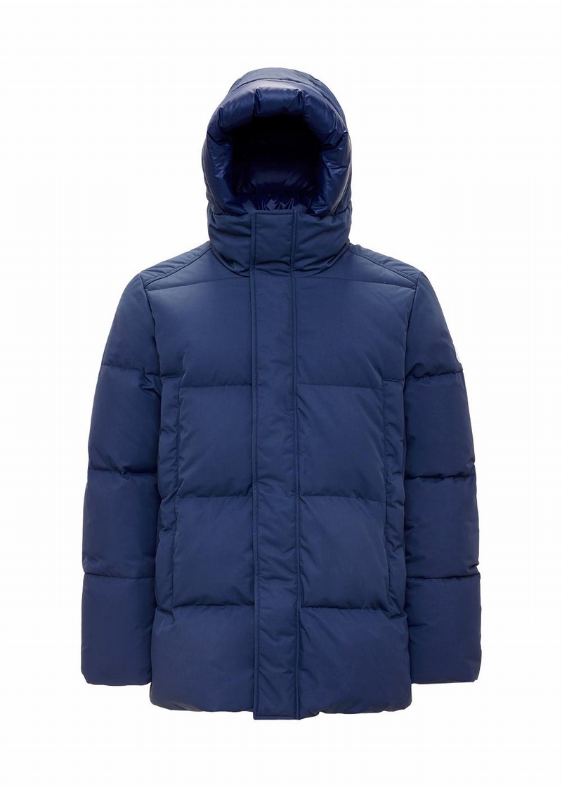 Men Pyrenex Phenix Hooded Down Jackets Navy | HUE362E0293