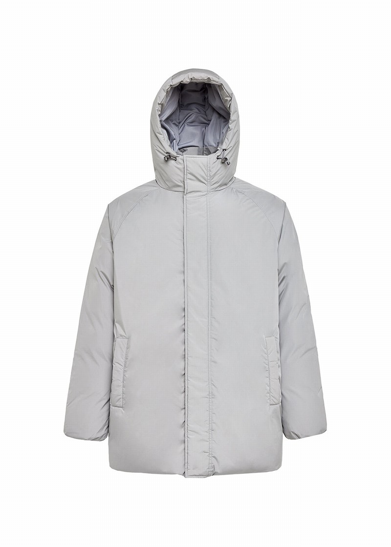 Men Pyrenex Spark Hooded In Natural Down Willow Parka Grey | HGH522H1845