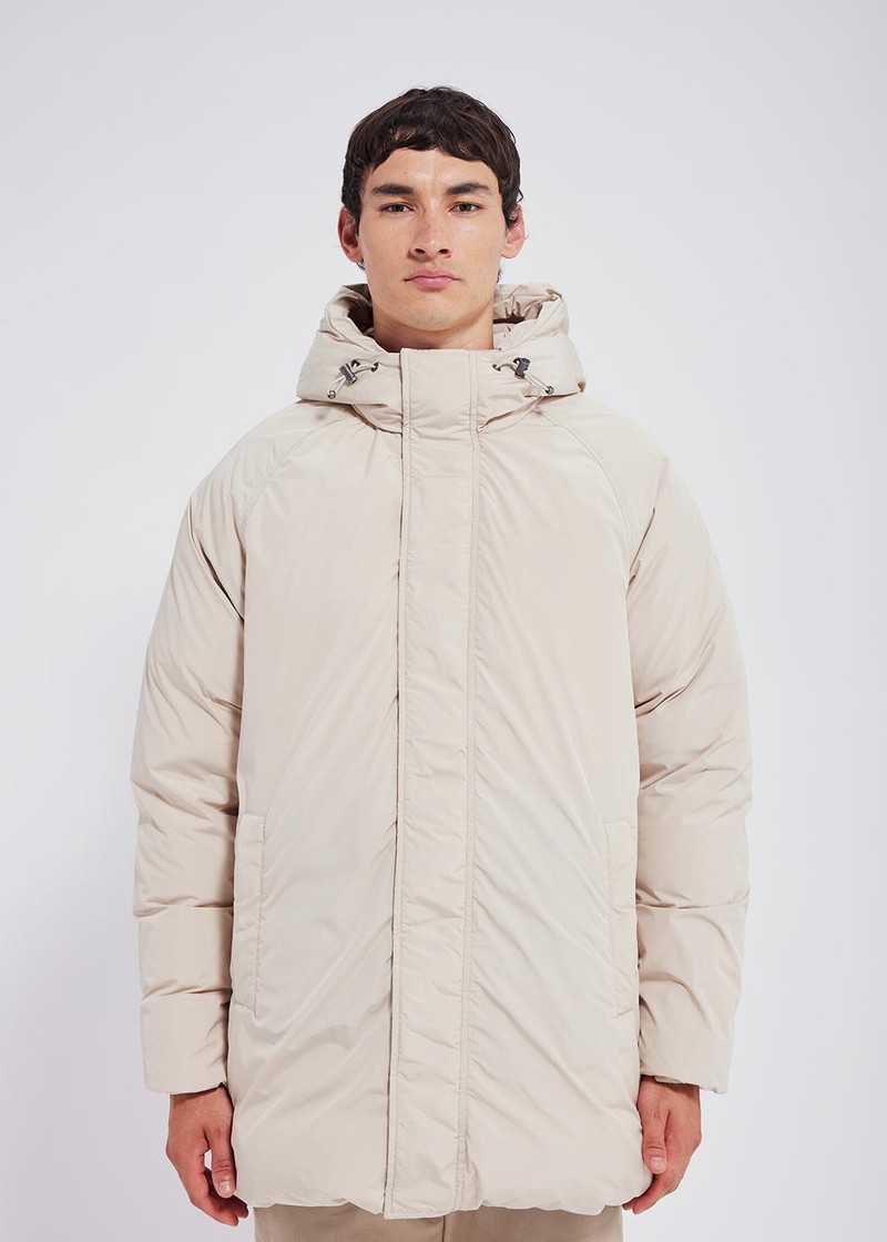 Men Pyrenex Spark Hooded Warm Down Parka Beige | HYV858V2236