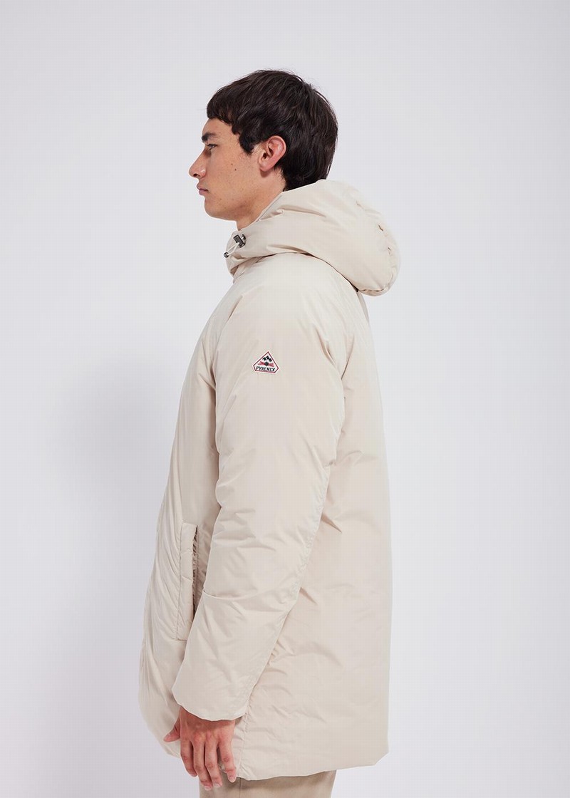 Men Pyrenex Spark Hooded Warm Down Parka Beige | HYV858V2236