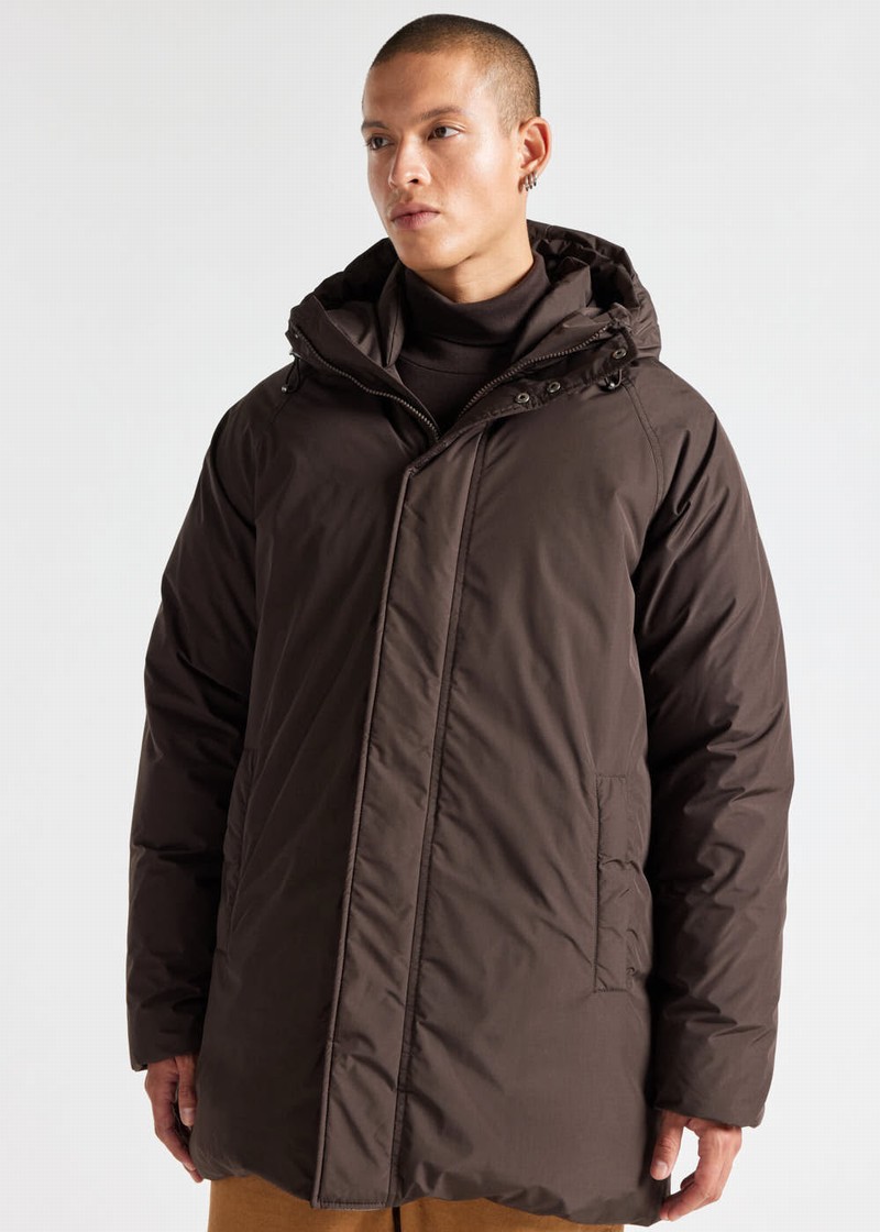 Men Pyrenex Spark Hooded Warm Down Parka Chocolate | HGU754U0458