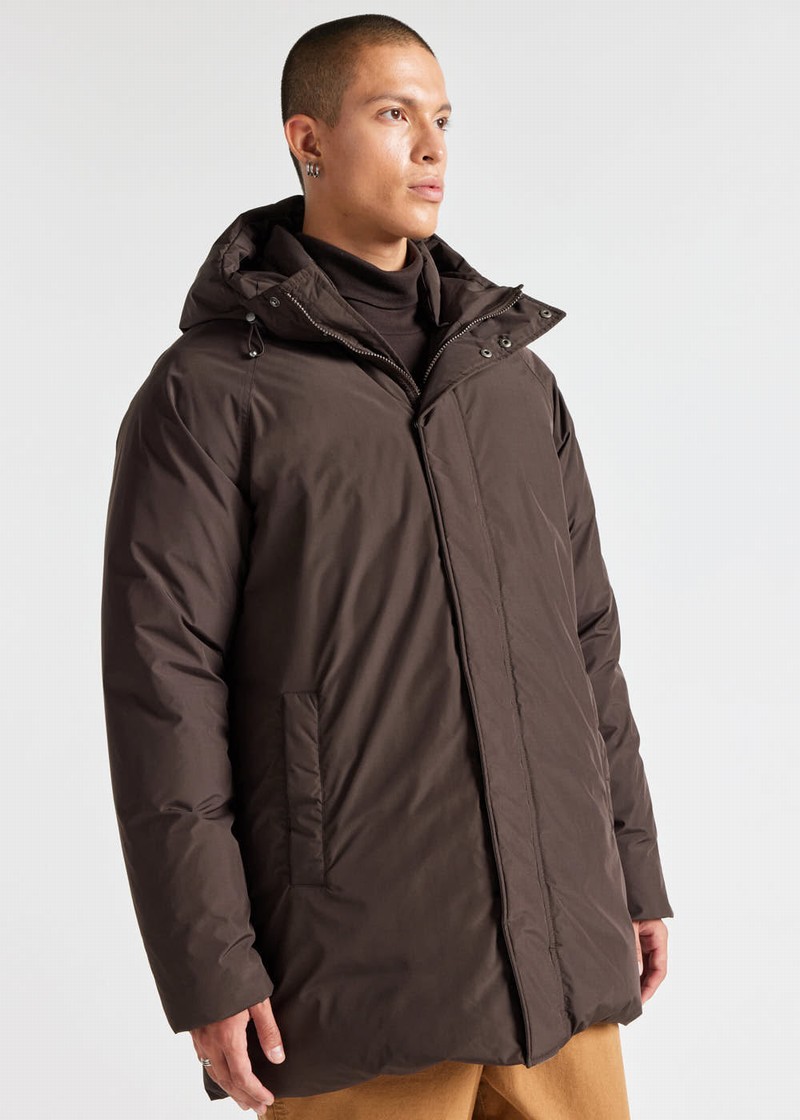 Men Pyrenex Spark Hooded Warm Down Parka Chocolate | HGU754U0458