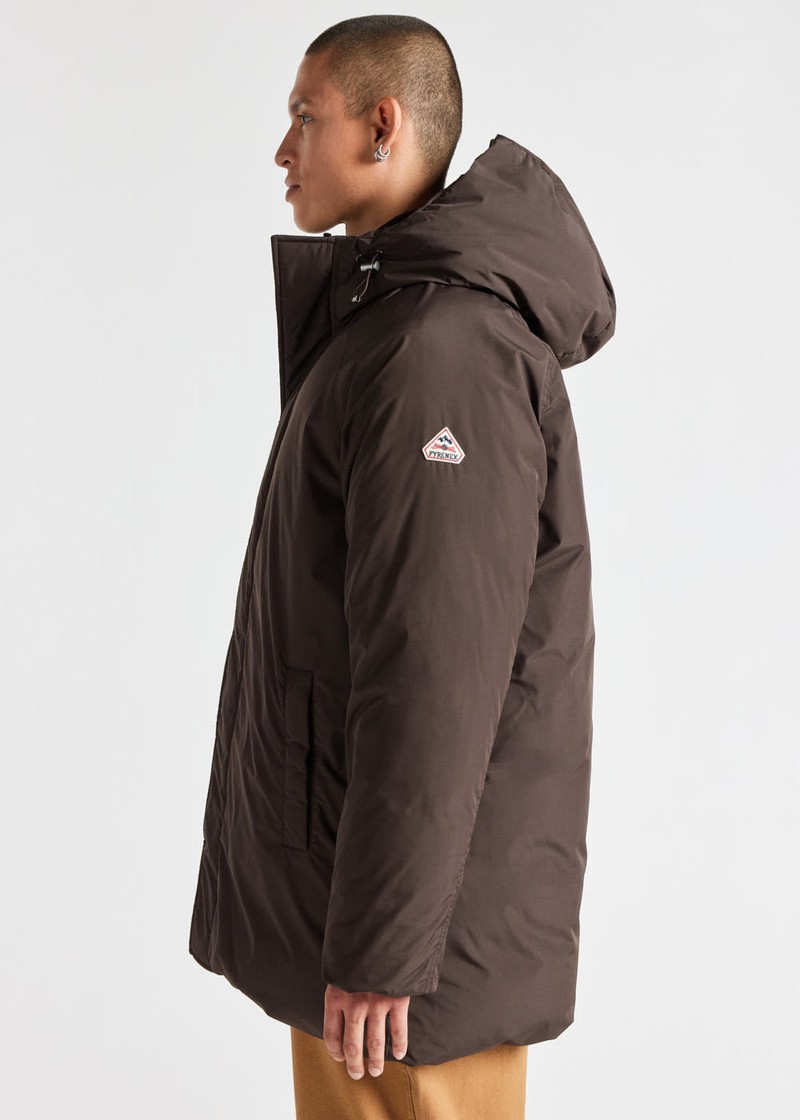 Men Pyrenex Spark Hooded Warm Down Parka Chocolate | HGU754U0458