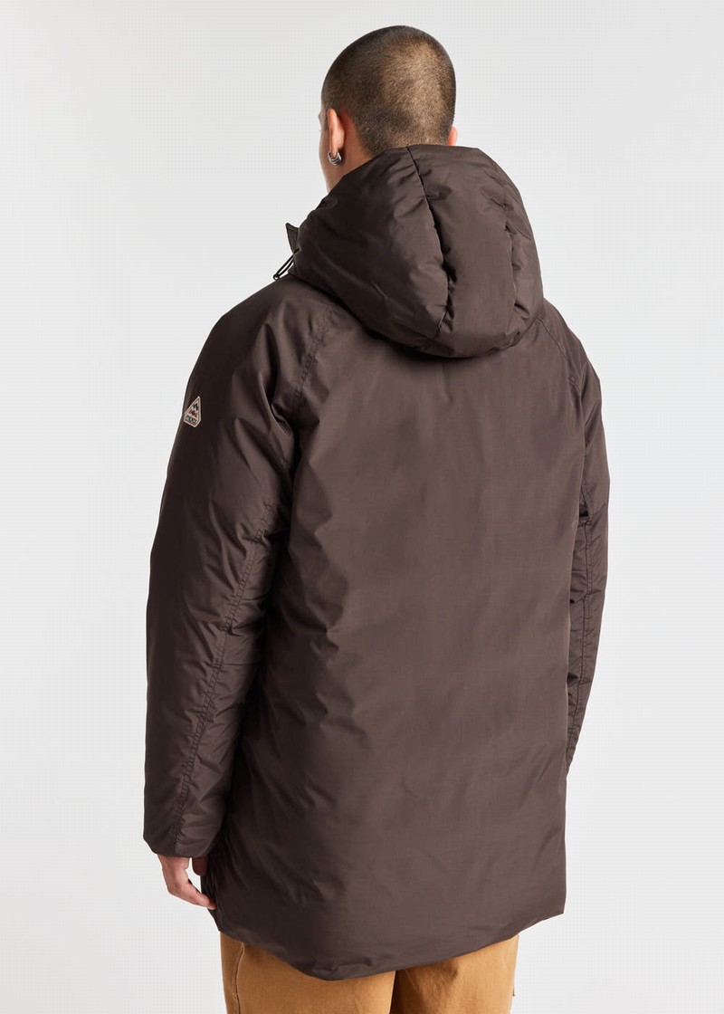 Men Pyrenex Spark Hooded Warm Down Parka Chocolate | HGU754U0458