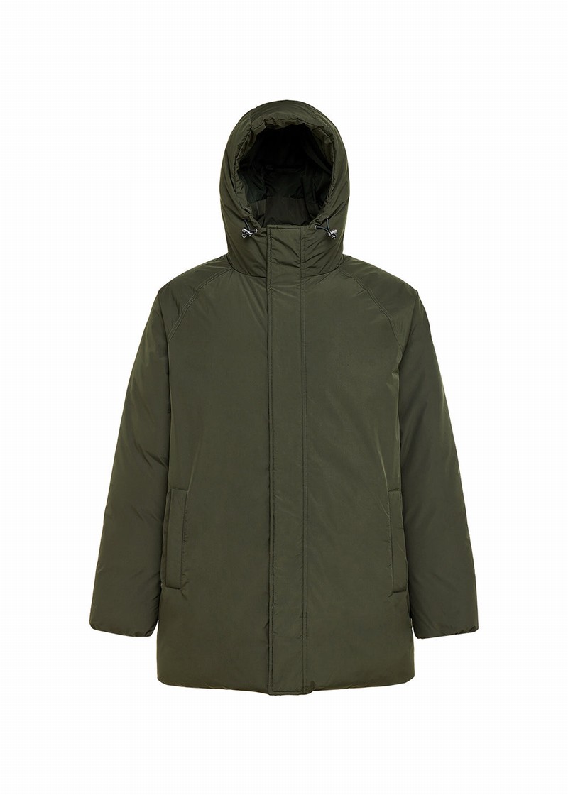 Men Pyrenex Spark Hooded Warm Down Parka Green | HAB108B4127