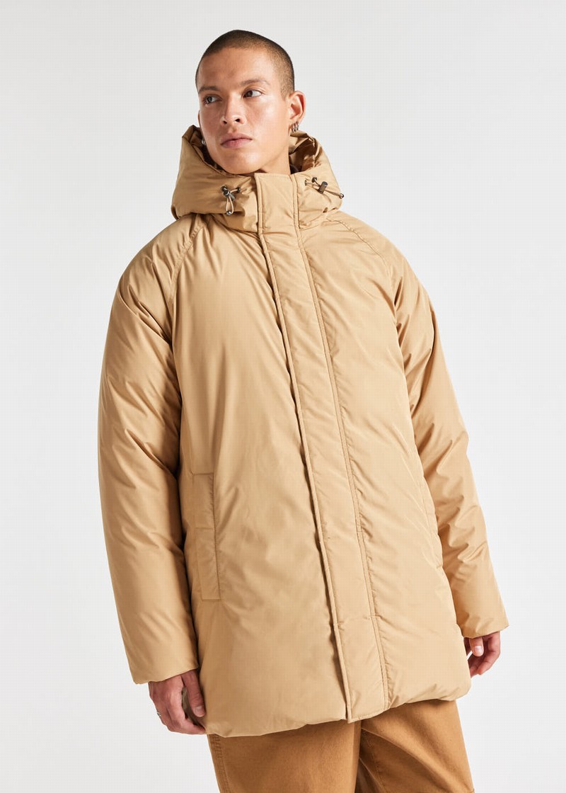 Men Pyrenex Spark Hooded Warm Down Parka Coffee | HYK269K4018