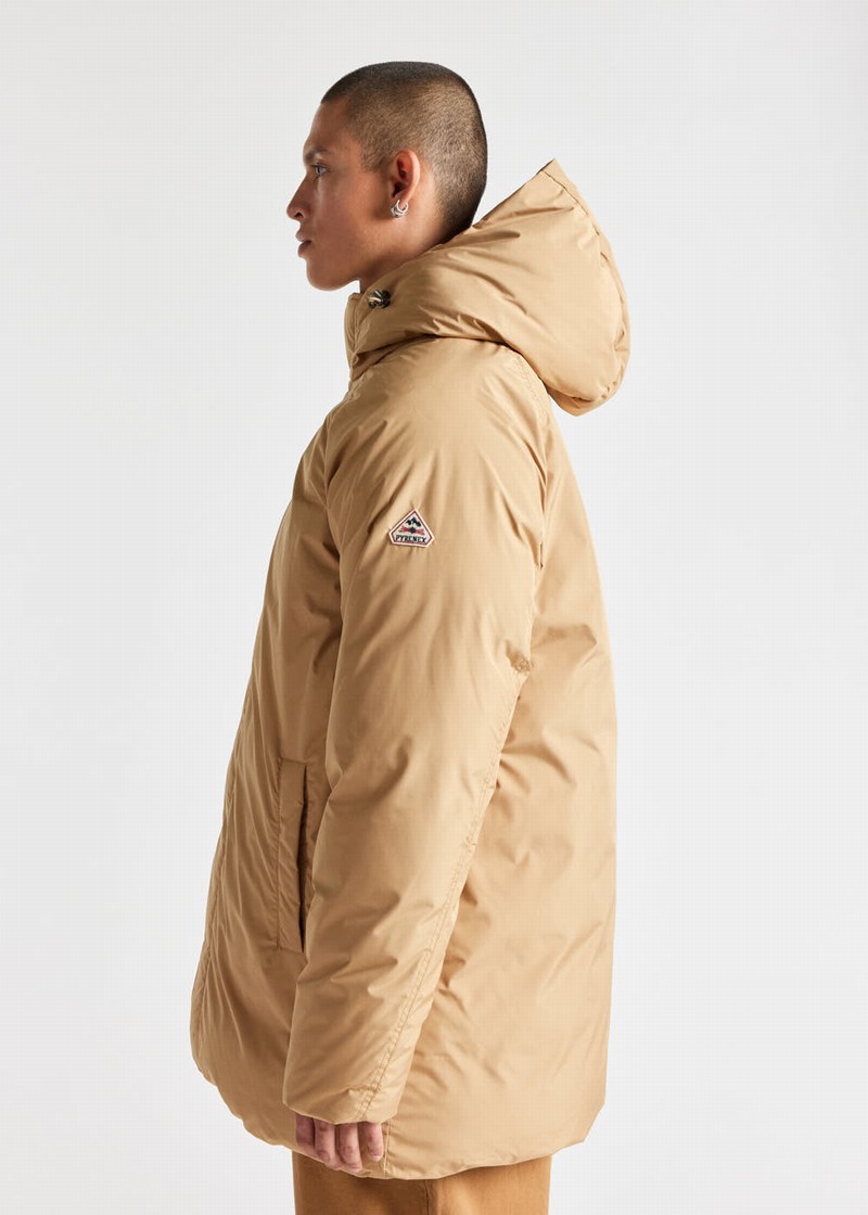 Men Pyrenex Spark Hooded Warm Down Parka Coffee | HYK269K4018