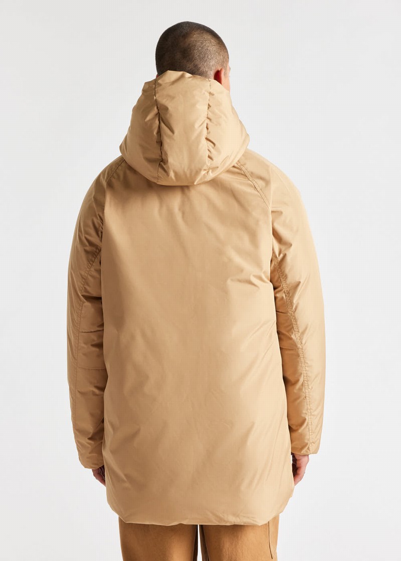 Men Pyrenex Spark Hooded Warm Down Parka Coffee | HYK269K4018