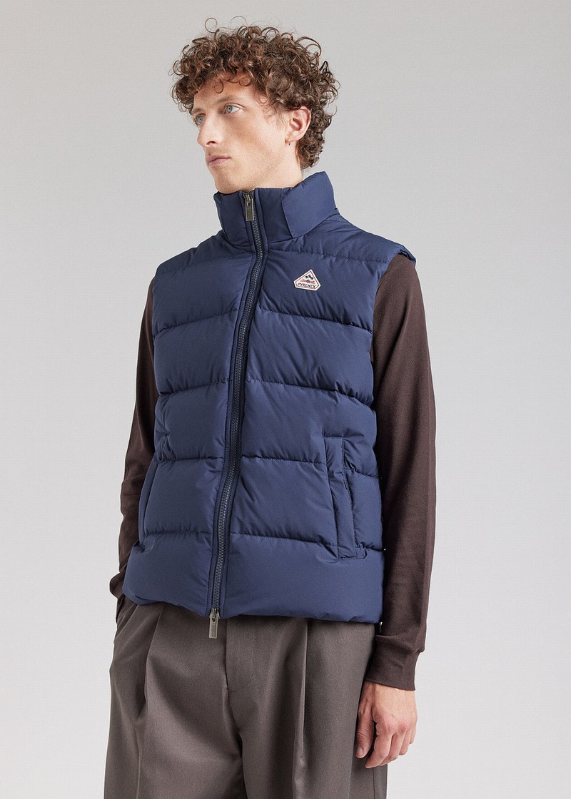 Men Pyrenex Spoutnic With Removable Hood Down Vest Navy | HHQ322Q2551