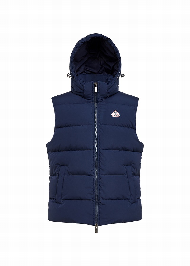 Men Pyrenex Spoutnic With Removable Hood Down Vest Navy | HHQ322Q2551