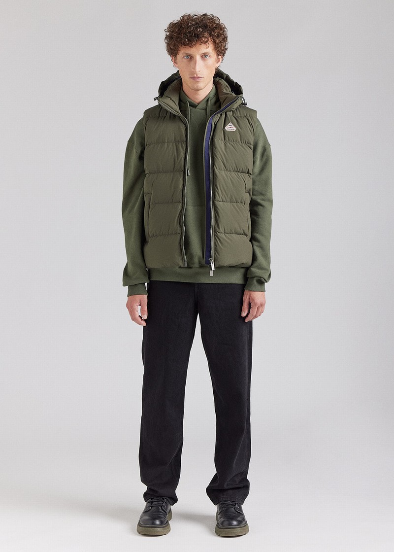 Men Pyrenex Spoutnic With Removable Hood Down Jackets Green | HKD742D1499