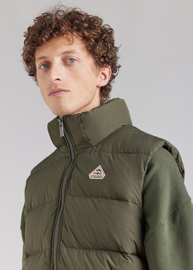 Men Pyrenex Spoutnic With Removable Hood Down Jackets Green | HKD742D1499